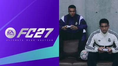 Official EA SPORTS FC 27 Ultimate Plus Edition key art with Kylian Mbappe and Jude Bellingham